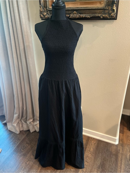 And Now This Dresses & Skirts - Swiss Dot Halter Maxi Dress Smocked Top Ruffle Tiered Skirt Cottagecore Romantic